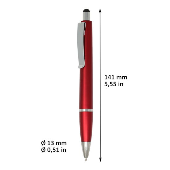 Bolígrafo con luz y puntero Styled
Color rojo y plateado
